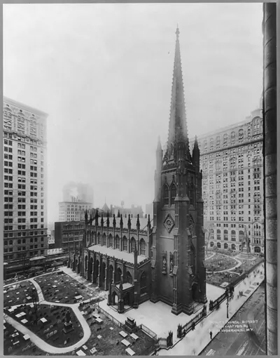 [Bird's-eye view of Trinity Church, New York City]
