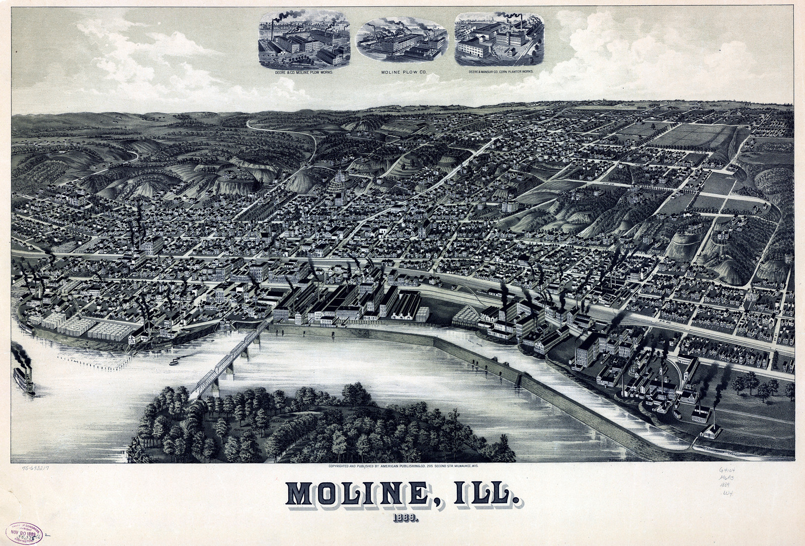 Moline, Illinois, 1889, 1889 — antique map
