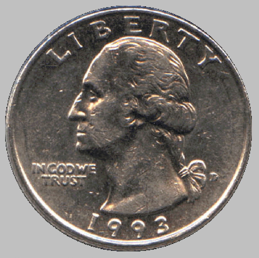 1993 quarter dollar coin with Washington profile — historic image