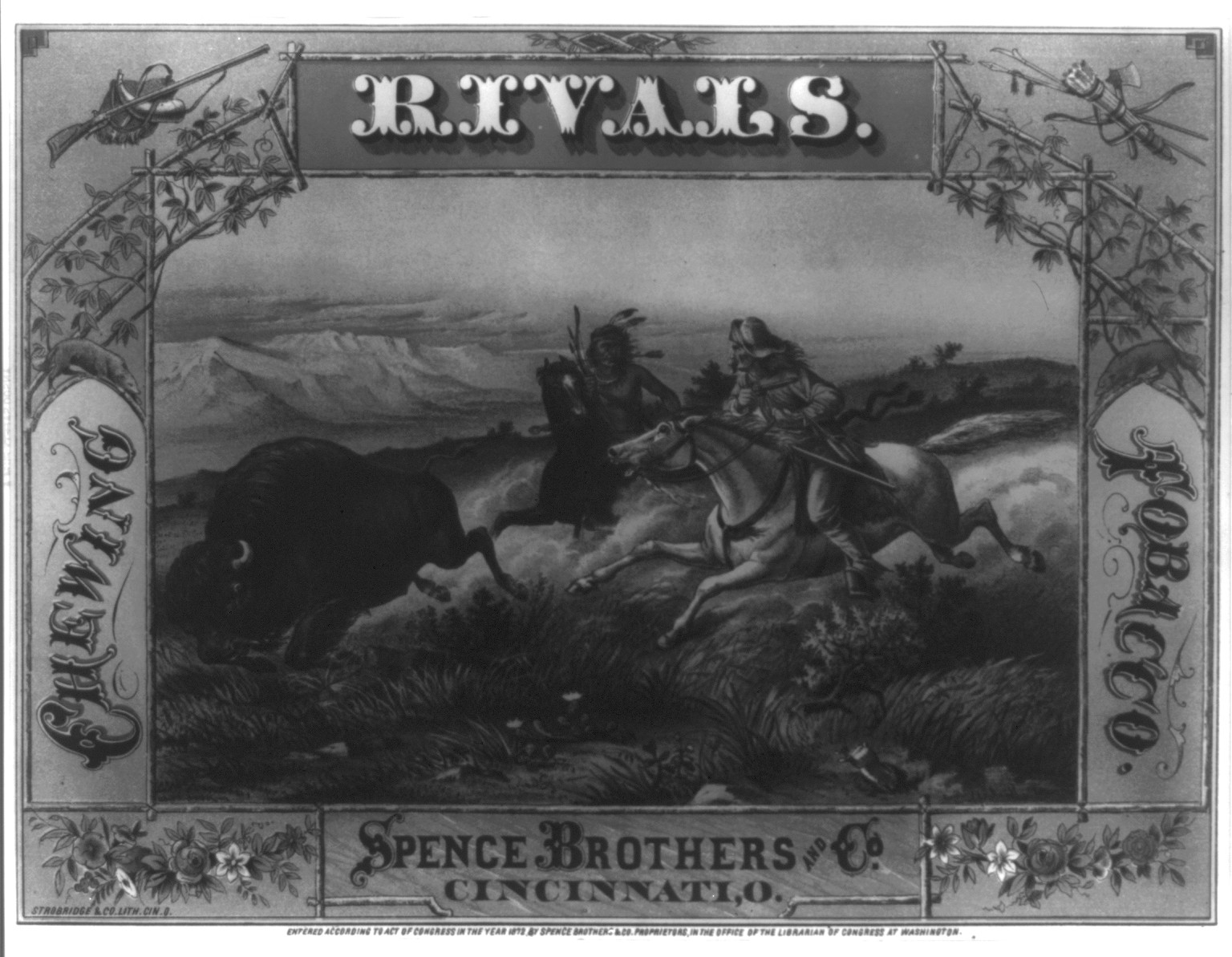 Rivals. Chewing tobacco. Spence Brothers and Co., Cincinnati, O. / Strobridge & Co. lith., Cin., O., c1872. — antique lithograph