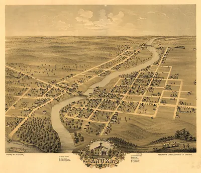 Bird's eye view of Anoka, Anoka County, Minnesota 1869