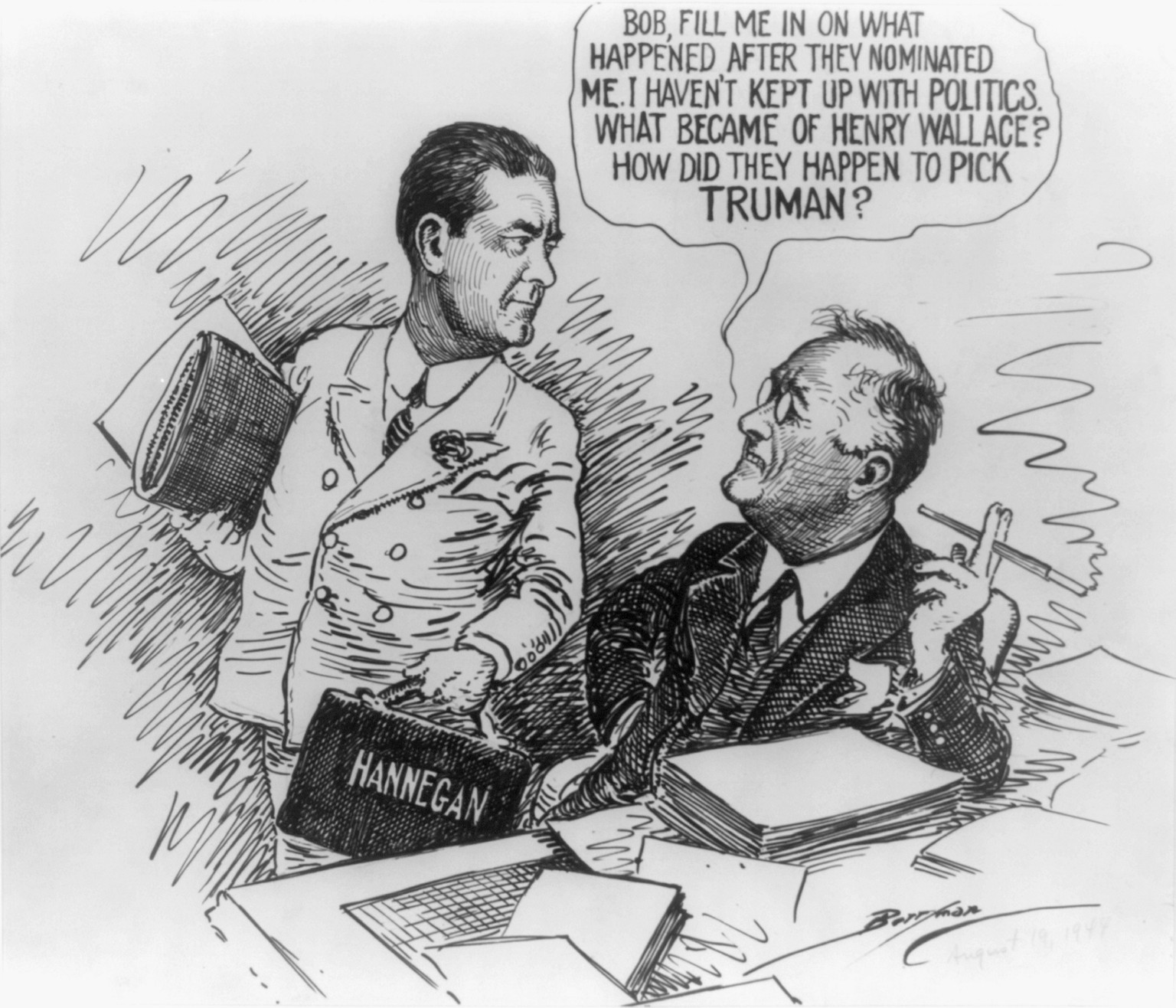 Catching up on local news, 1944 Aug. 19. — historic drawing