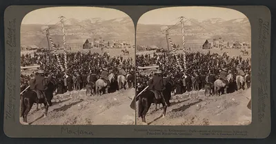 Northern gateway to Yellowstone Park - scene at corner-stone laying by President Roosevelt, Gardiner
