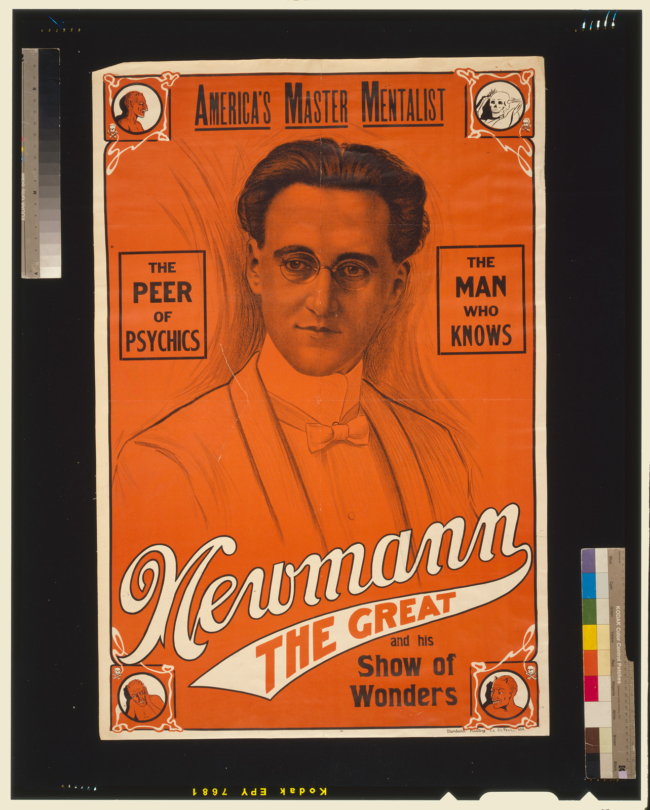 America's master mentalist, Newmann the Great and his show of wonders, St. Paul : Standard Printing Co., [19--?] — vintage poster