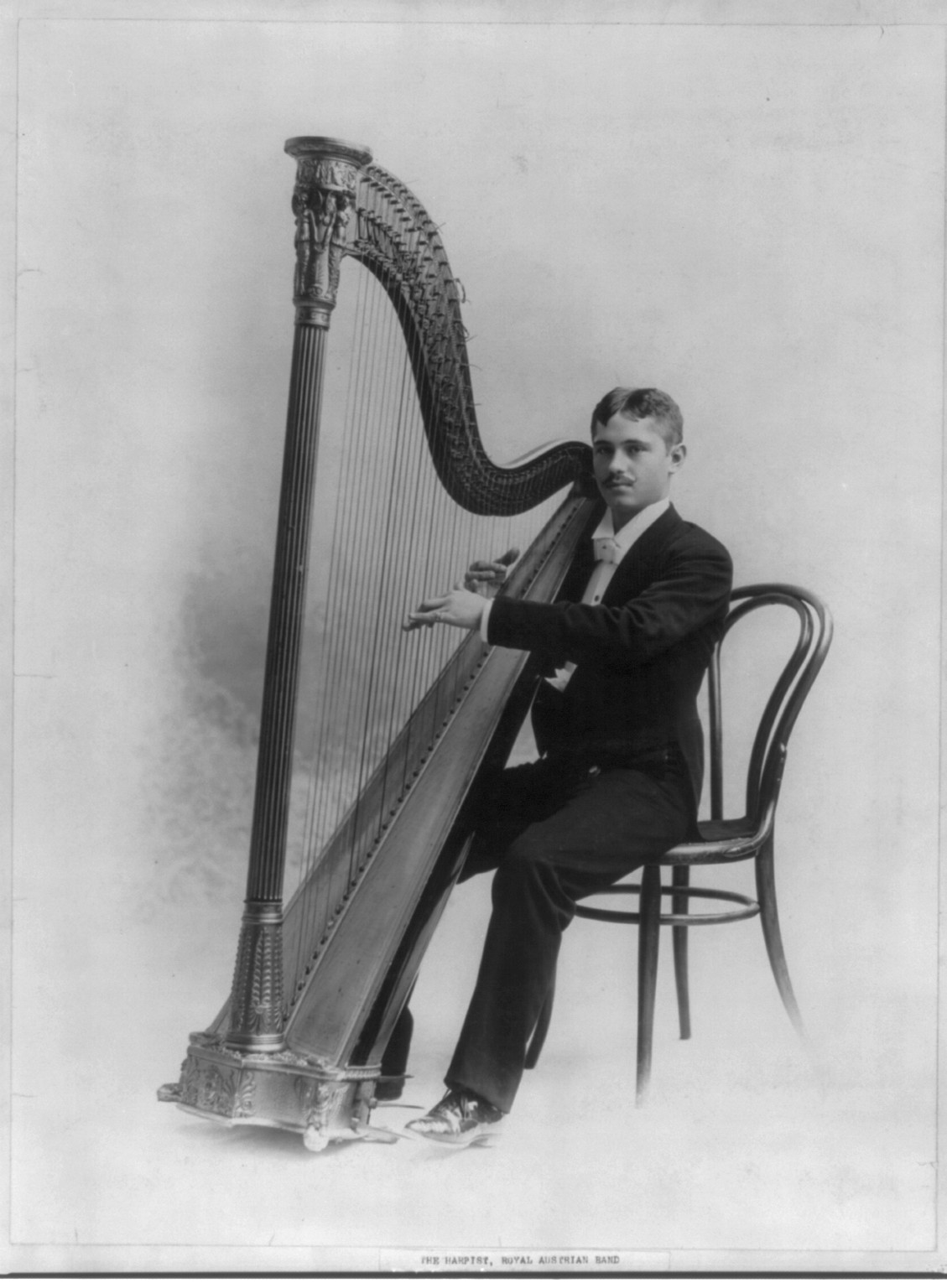 The Harpist, Royal Austrian Band, c1894 April 2. — historic photograph