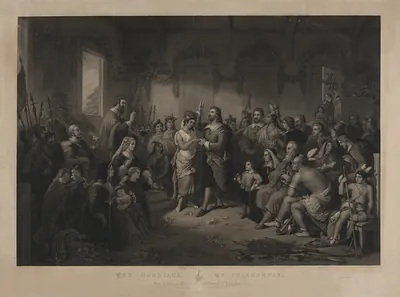 The Marriage of Pocahontas, engraving after a painting
