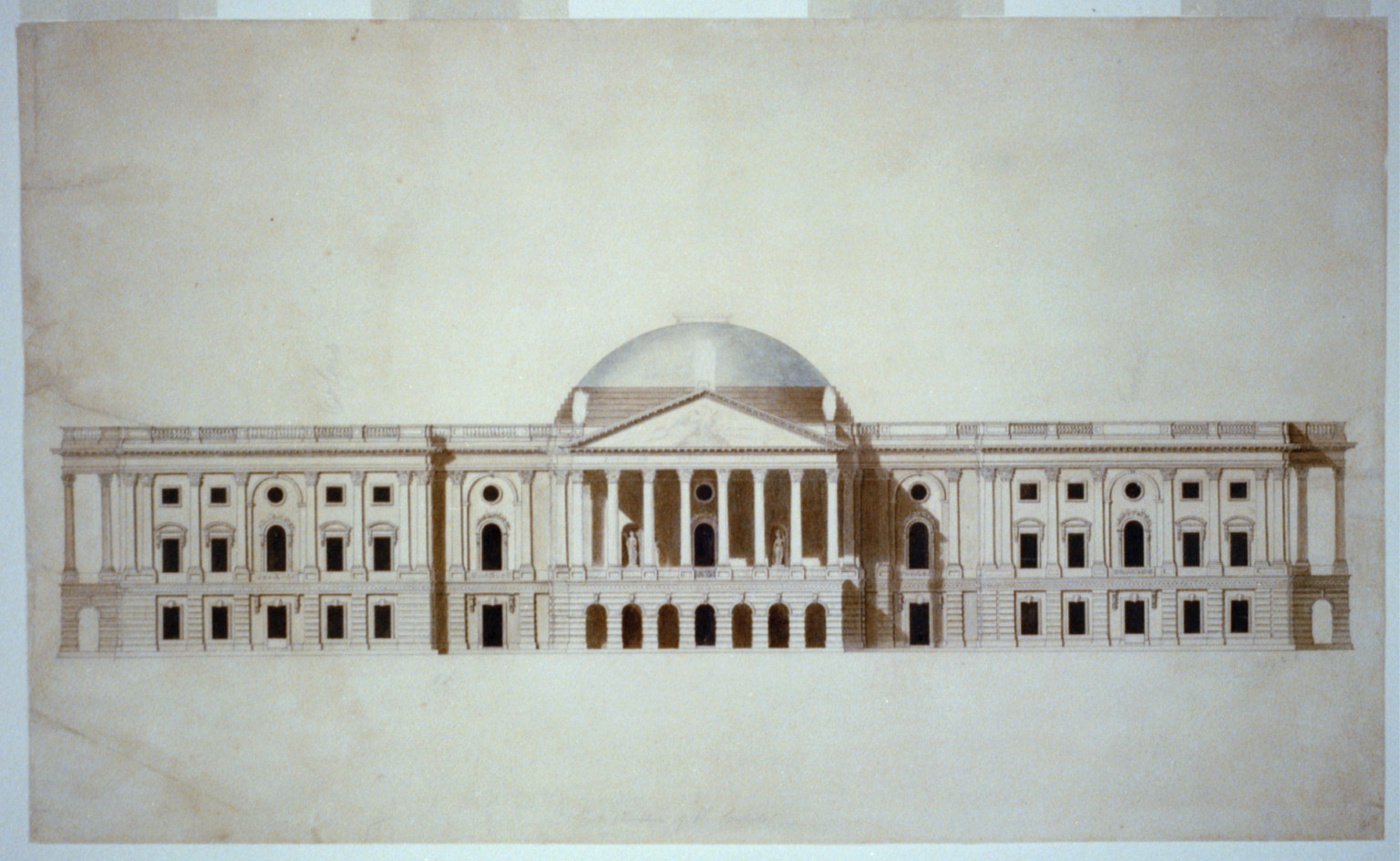 [U.S. Capitol, Washington, D.C. East elevation, low dome], and Engineering (ADE) Drawings — historic image