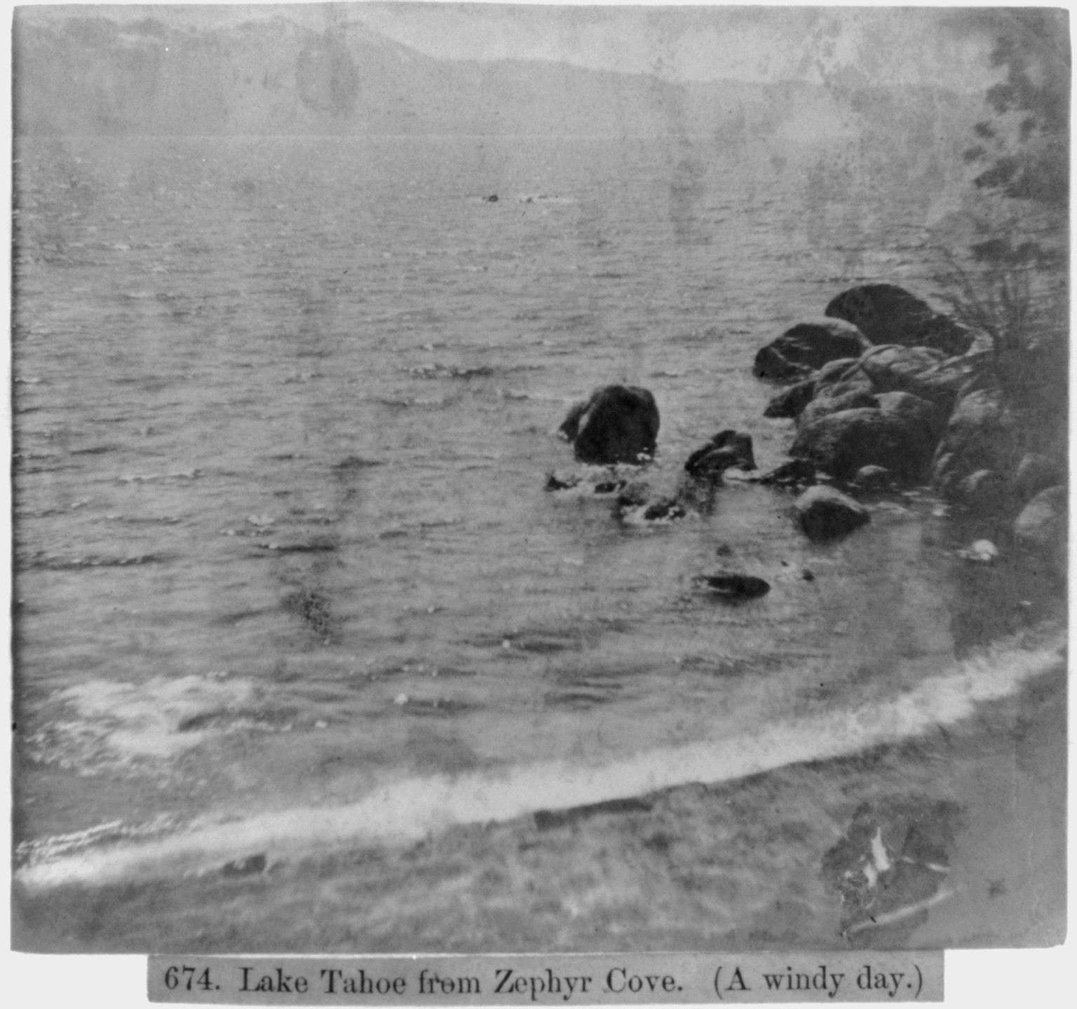 Lake Tahoe from Zephyr Cove - (A windy day), [published 1866] — historic photograph