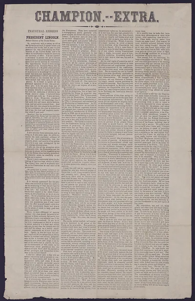 Champion Extra: Inaugural Address of President Lincoln