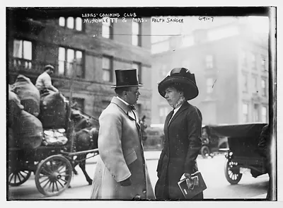 M. Howlett and Mrs. Ralph Sanger on street, New York