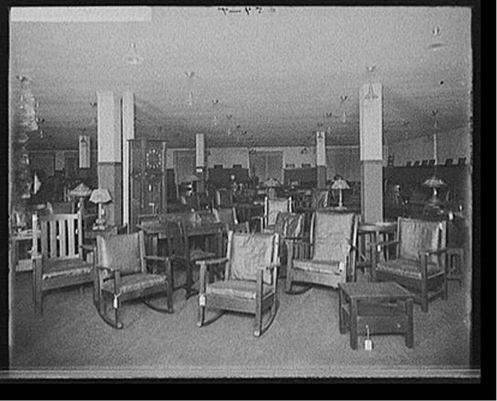 Pringle Furniture [Co. interior with Mission chairs, Detroit, Mich.], [between 1900 and 1920] — historic photograph