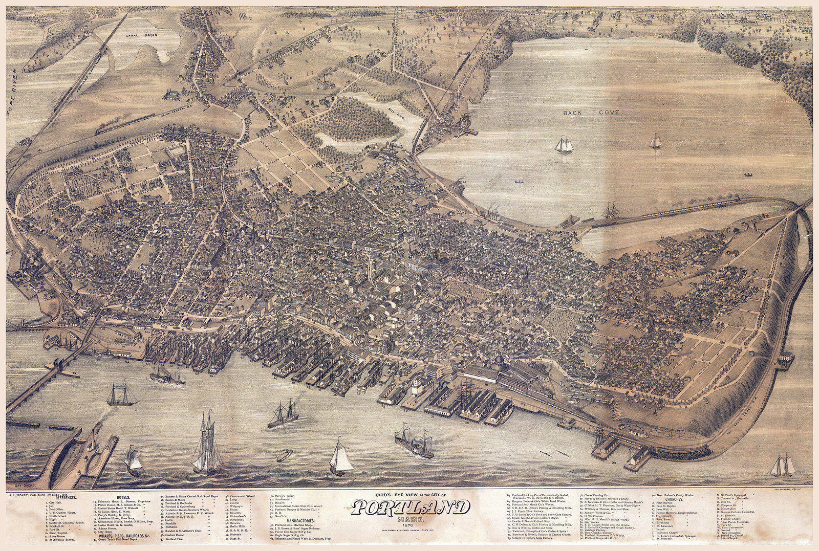 Portland, Maine, 1876, 1876 — antique map