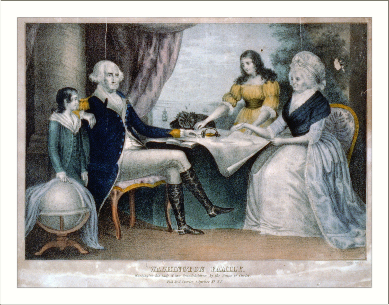 Washington family: Washington his lady & two grandchildren by the name of Custis, New York : Published by N. Currier, [between 1835 and 1856] — antique lithograph