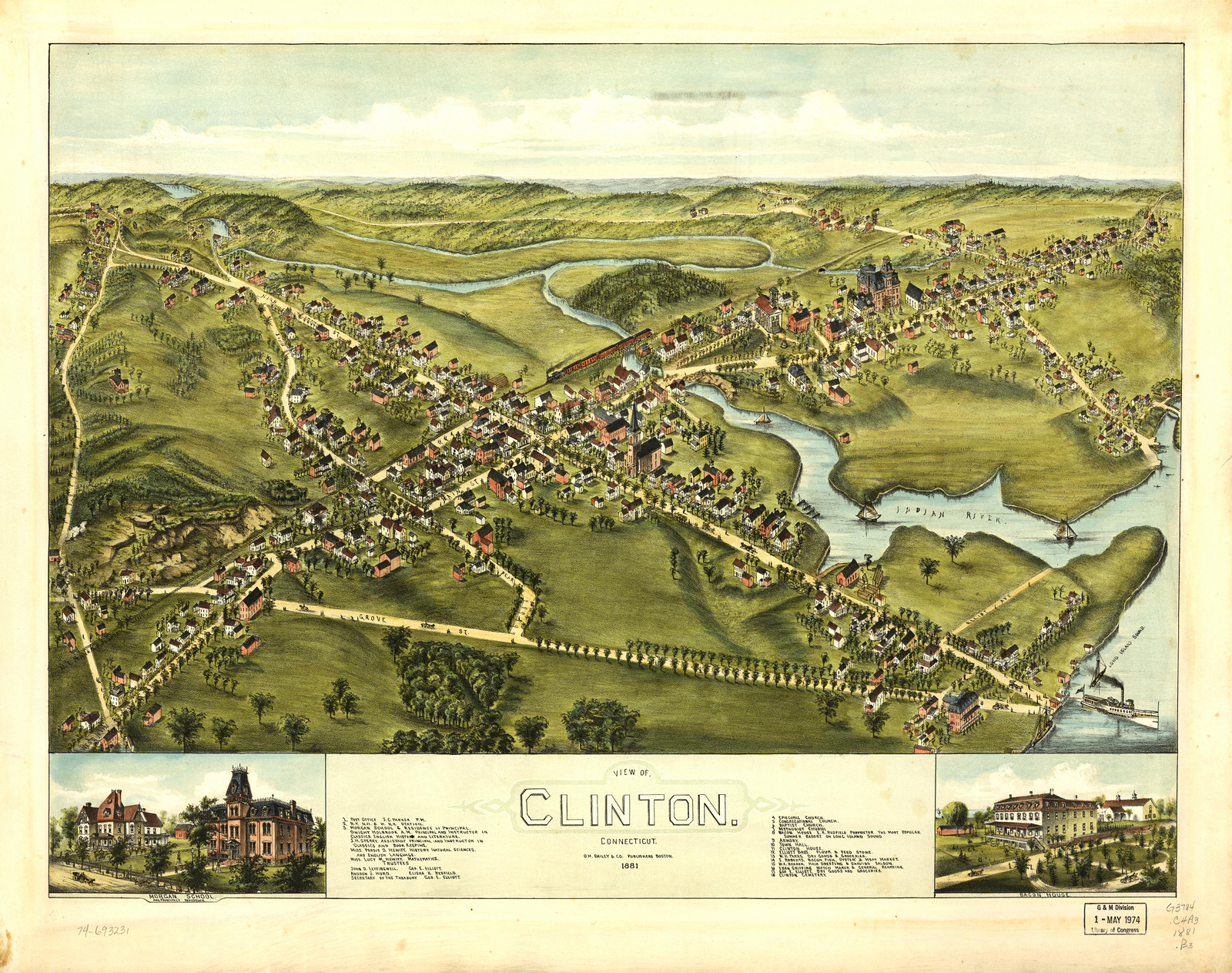 Clinton, Connecticut, 1881, 1881 — antique map