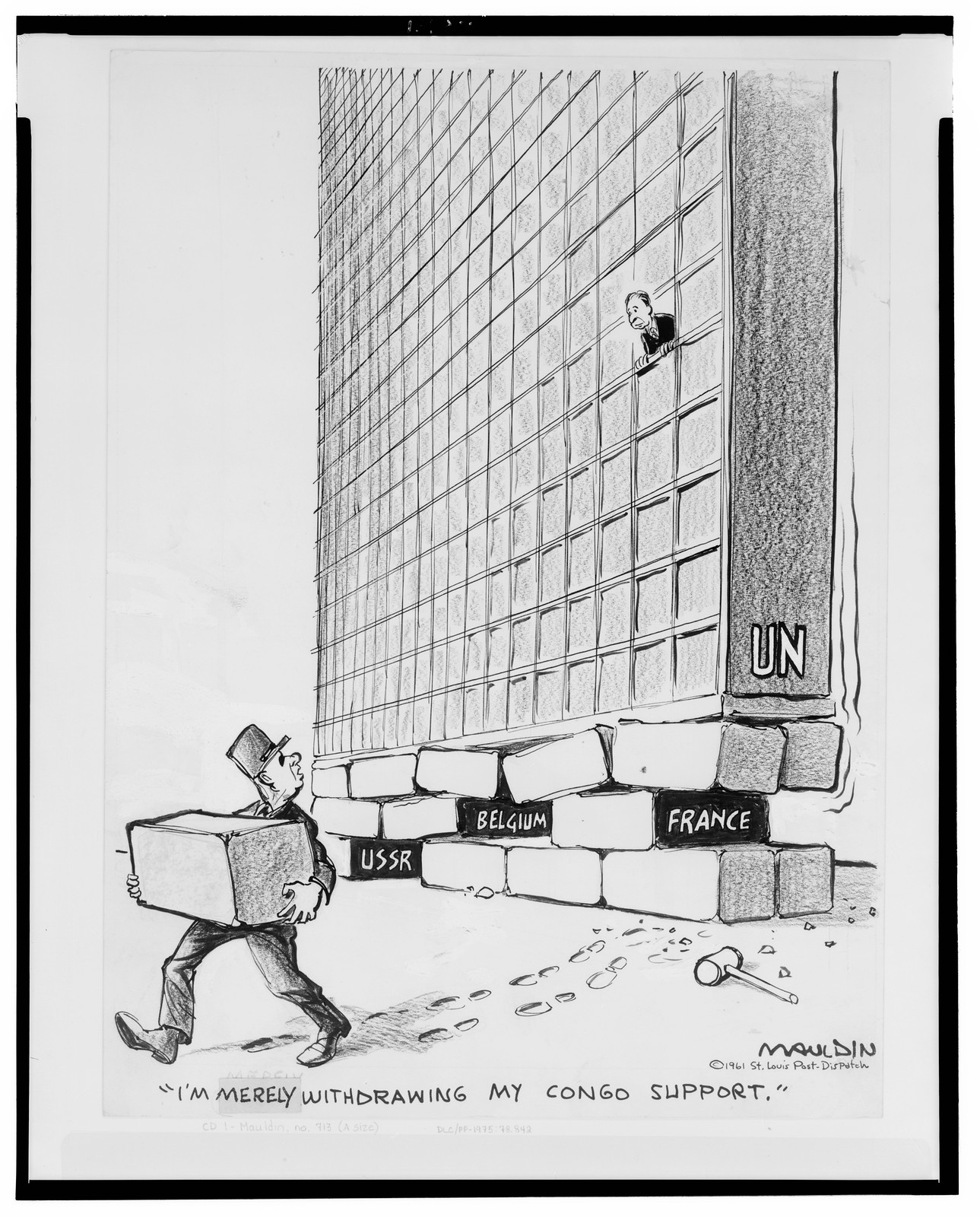 I'm merely withdrawing my Congo support"", 1961 Mar. 31 [publication date] — historic drawing