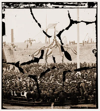 Charleston Harbor South Carolina. Interior view of Fort Sumter during ceremony of r