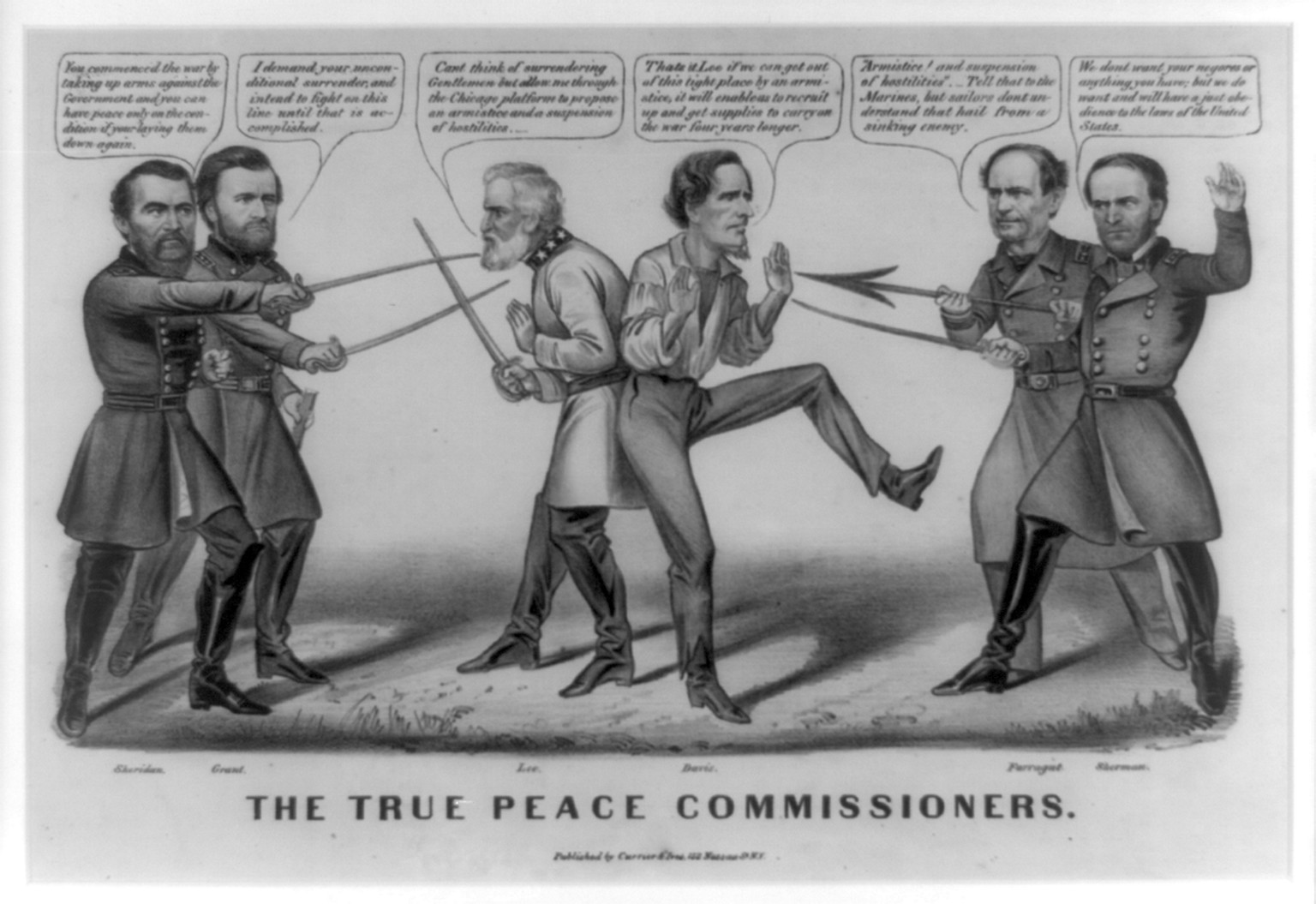 The true peace commissioners, N.Y. : Published by Currier & Ives, 1864. — antique lithograph