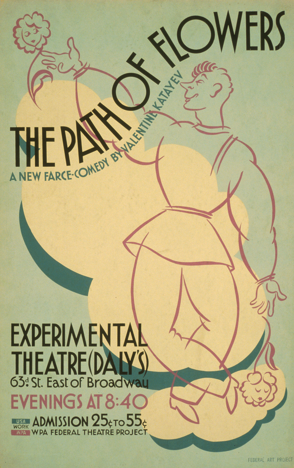 ”The Path of Flowers." A new farce-comedy by Valentine Katayev, c. 1936-1941 — vintage poster