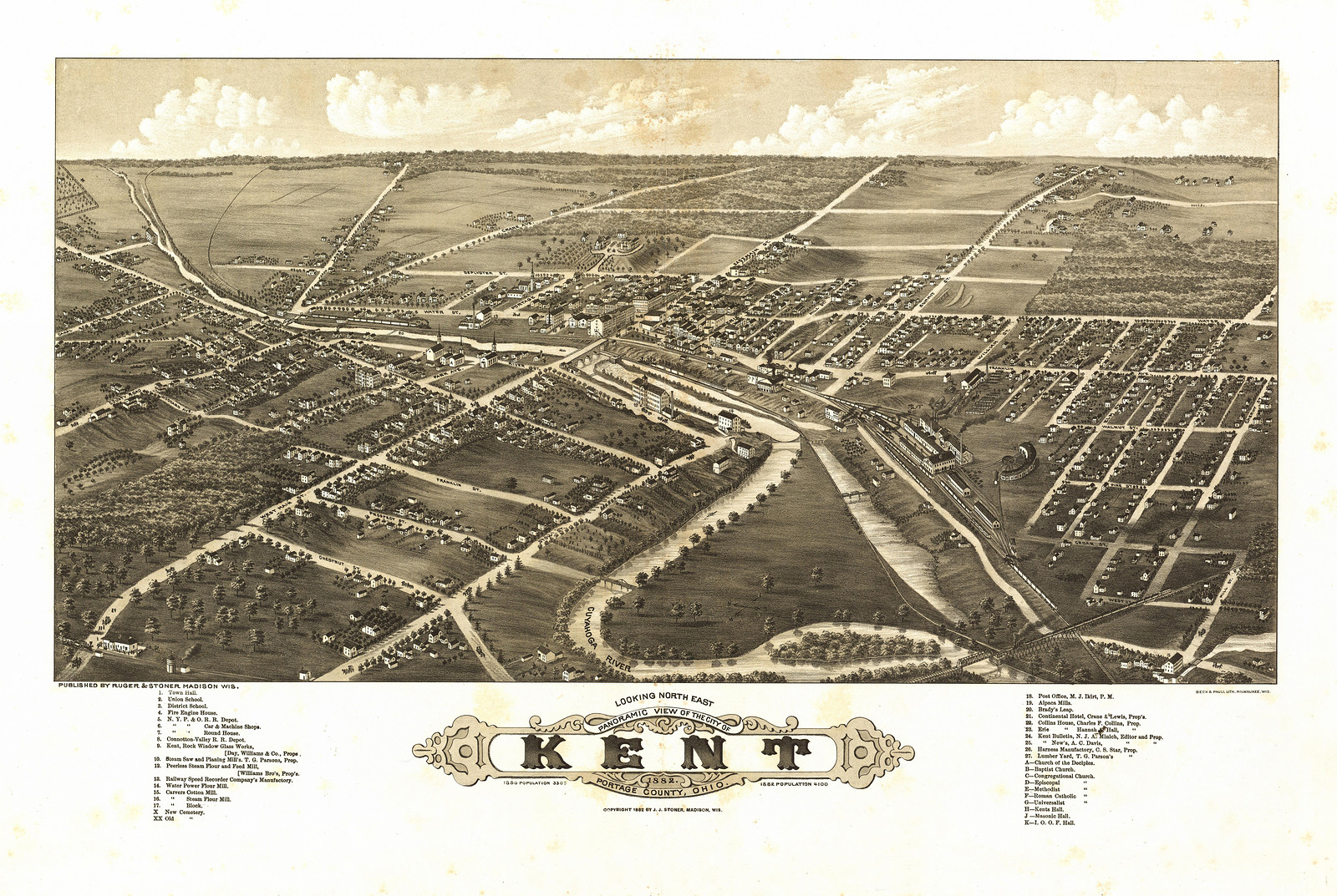 Kent, Ohio, 1882, 1882 — antique map