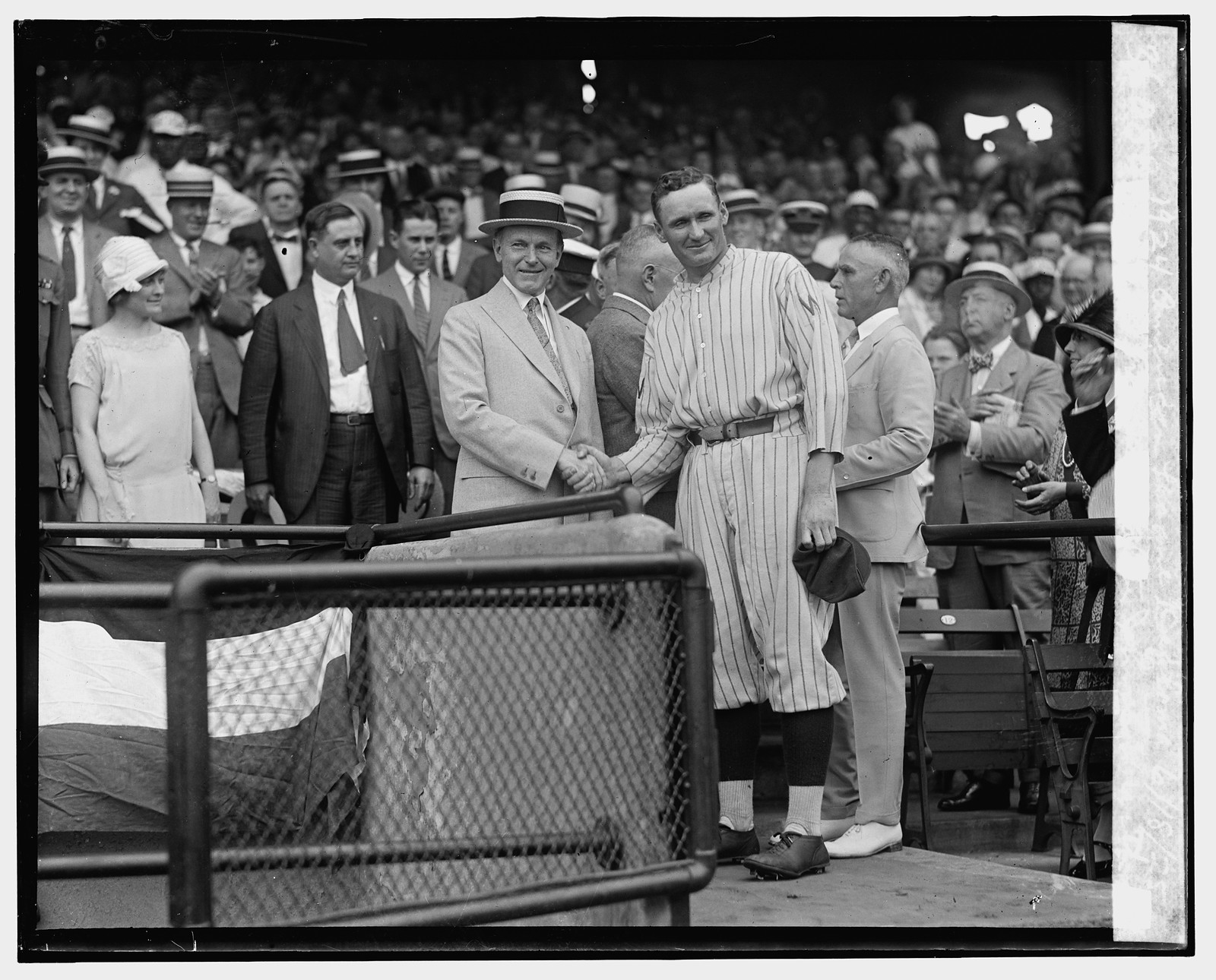 Coolidge presents Walter Johnson with 1924 American League Diploma, 6/18/25, [19]25 June 18. — historic photograph