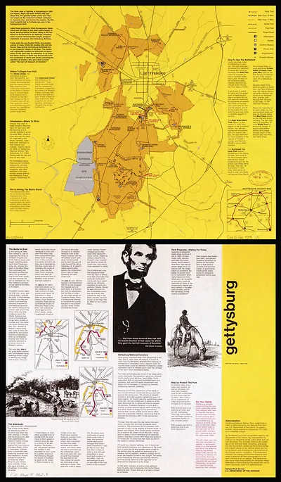 Gettysburg National Military Park visitor brochure with map and text