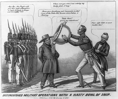 Distinguished military operations with a hasty bowl of soup