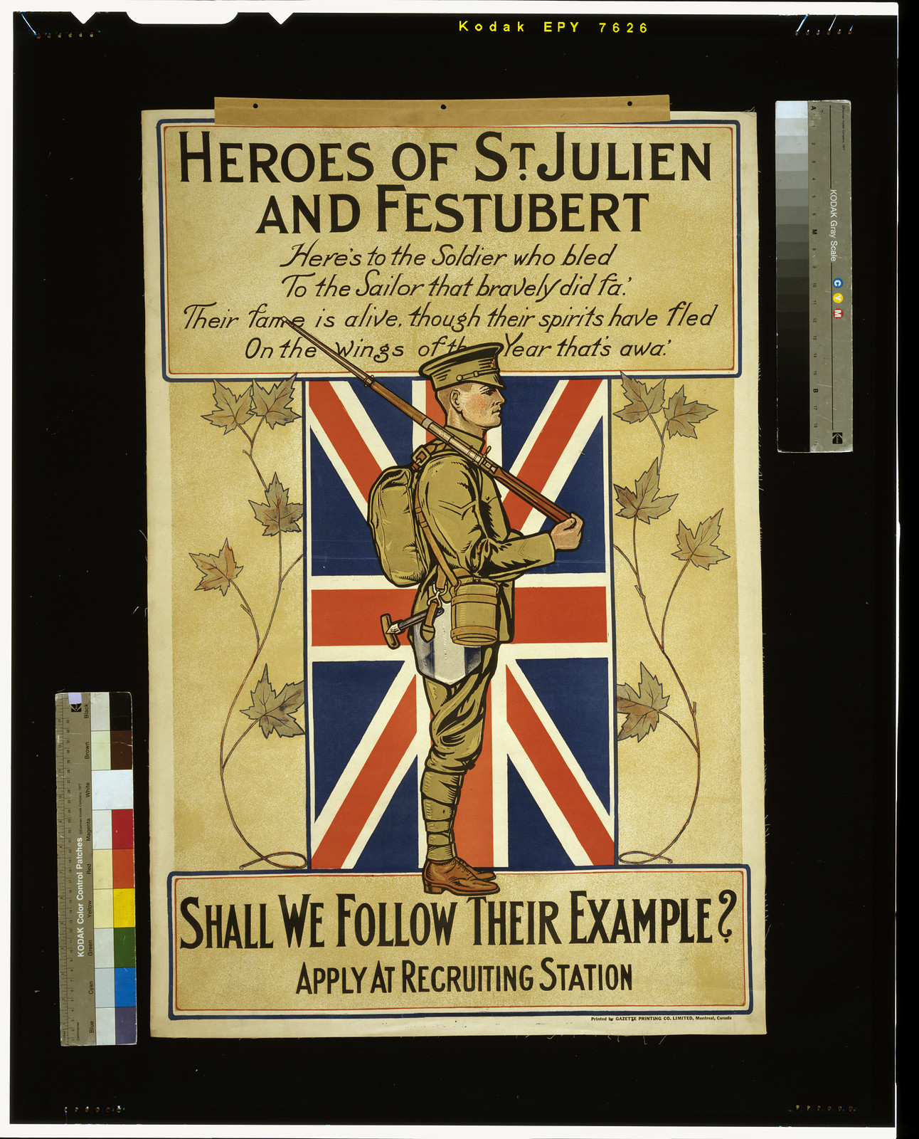 Heros of St. Julien and Festubert ... shall we follow their example?, 1916 — vintage poster