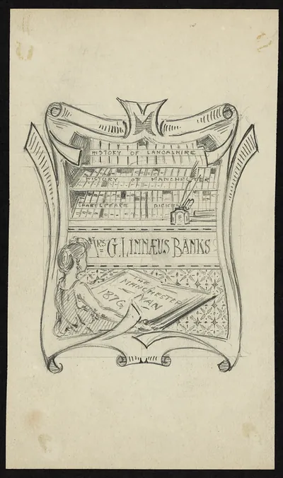 Bookplate design for Mrs G. Linnaeus Banks