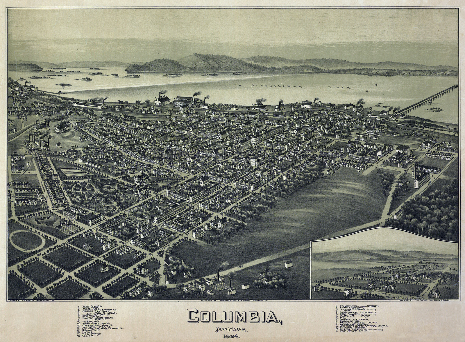 Columbia, Pennsylvania, 1894, 1894 — antique map