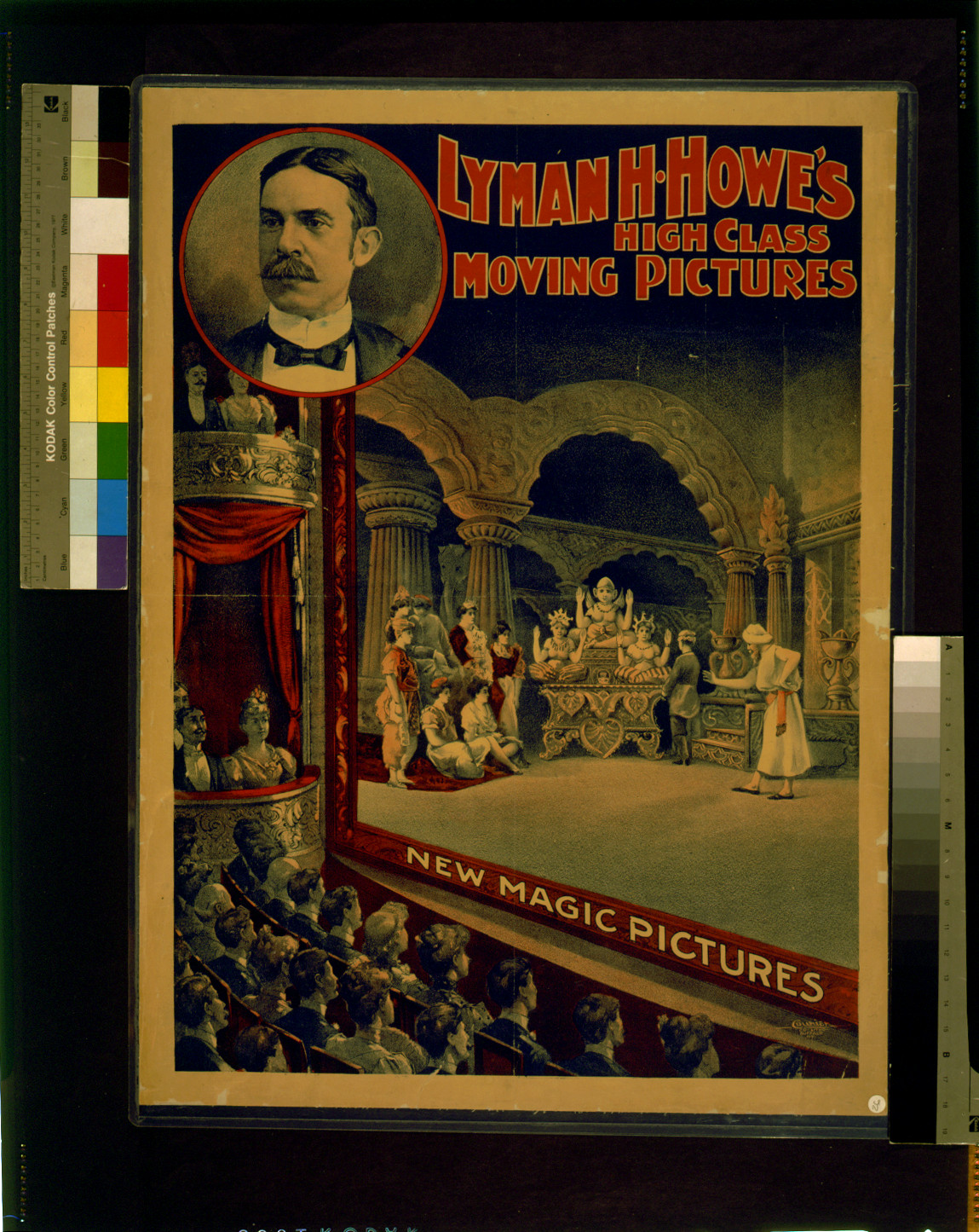 Lyman H. Howe's high class moving pictures - new magic pictures / Courier Co. litho., Buffalo, N.Y., Buffalo, N.Y. : Courier Co., 1898, c1900 Aug. — vintage poster