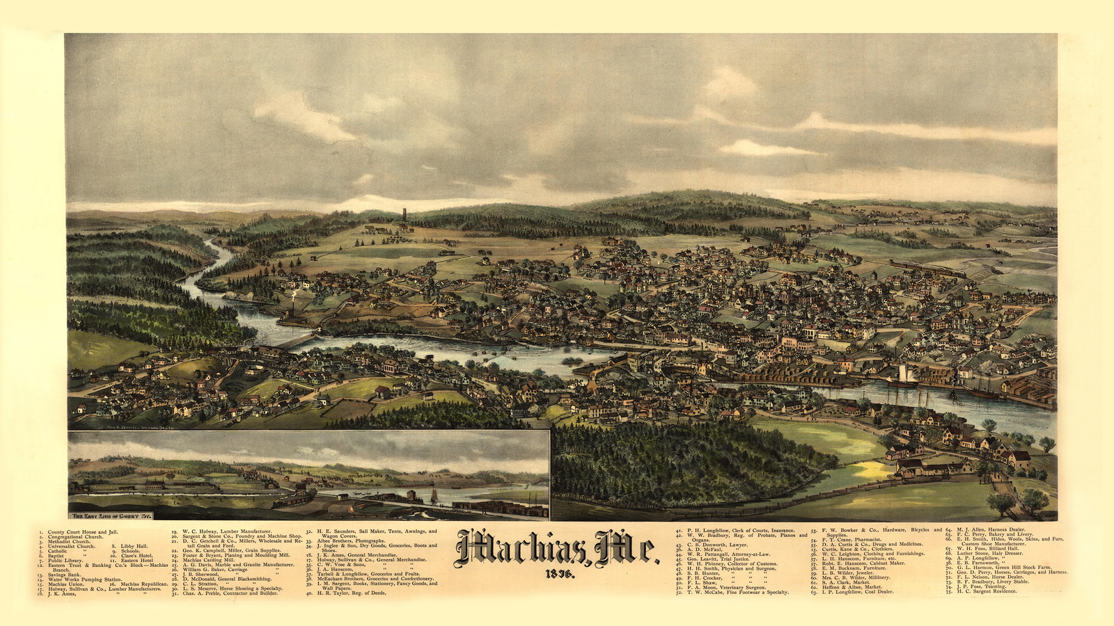 Machias, Maine, 1896, 1896 — antique map