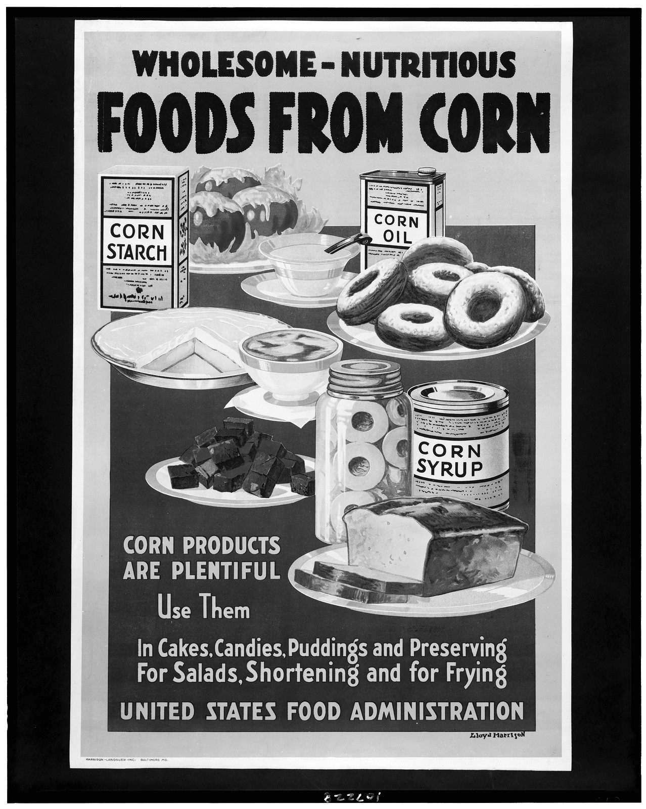 Wholesome - nutritious foods from corn / Lloyd Harrison., 1918 — vintage poster