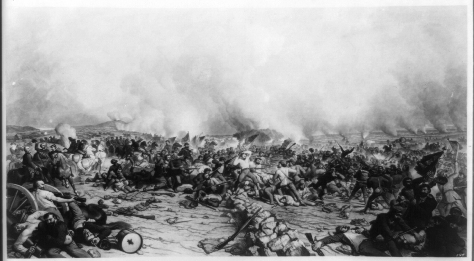 The battle of Gettysburg / P.F. Rothermel 1870 ; P.F. Rothermel pinx. ; John Sartain sculp., c1872. — antique engraving