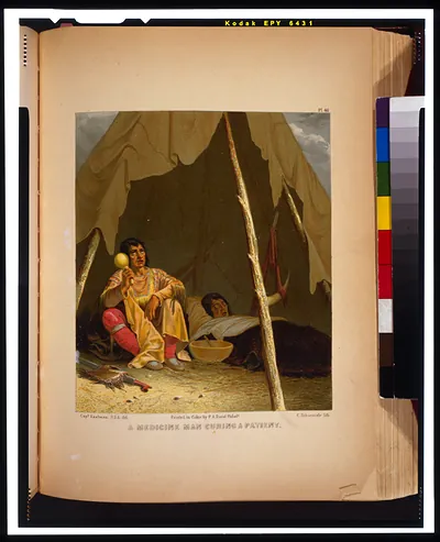 A medicine man curing a patient / Capt. S. Eastman, U.S.A., del. ; C. Schuessele lith.