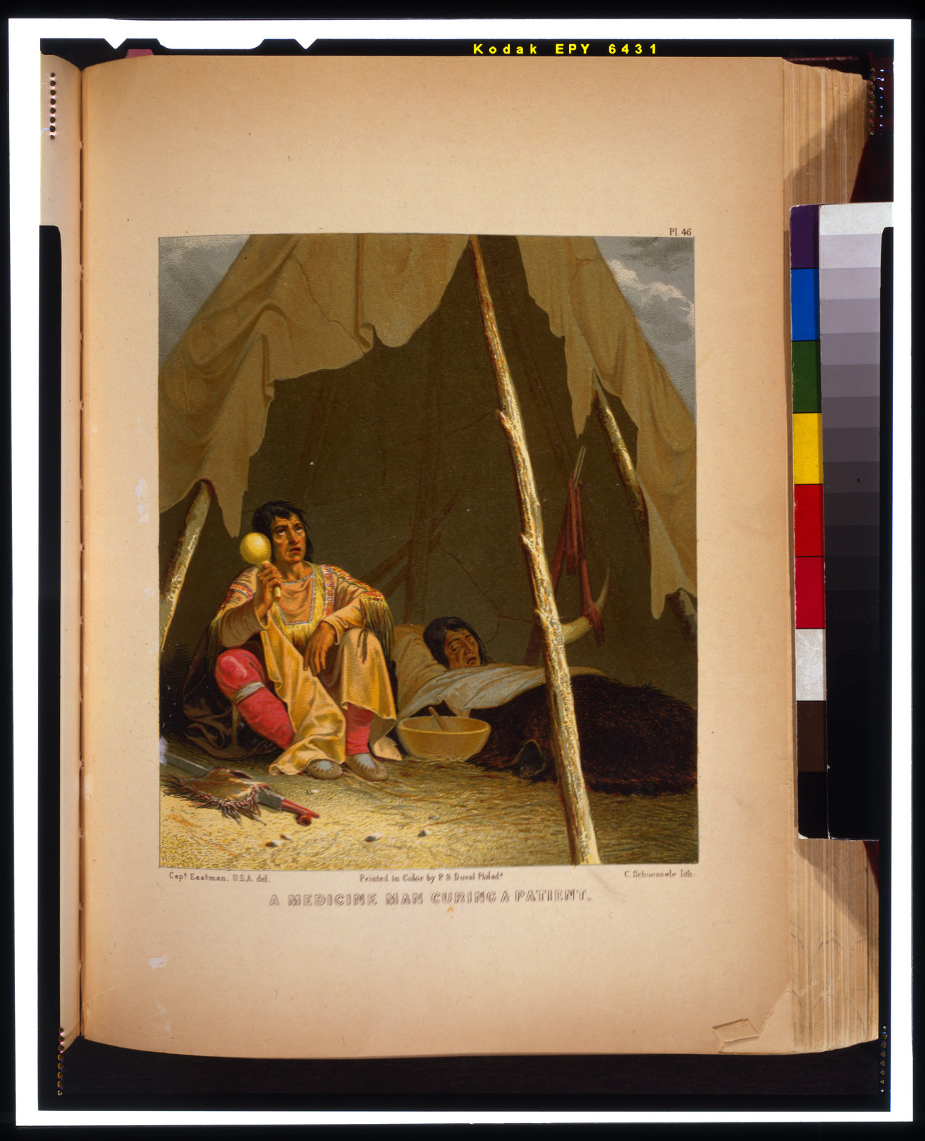 A medicine man curing a patient / Capt. S. Eastman, U.S.A., del. ; C. Schuessele lith., Philadelphia : P.S. Duval, [published 1851] — antique lithograph