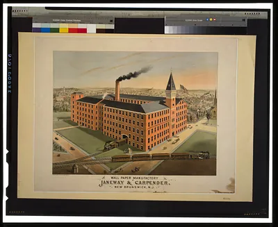 Wall paper manufactory of Janeway & Carpender, New Brunswick, N.J. / Chas. Hart lith.