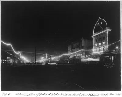 Illumination of Pickwick Club and Canal Street, New Orleans Mardi Gras