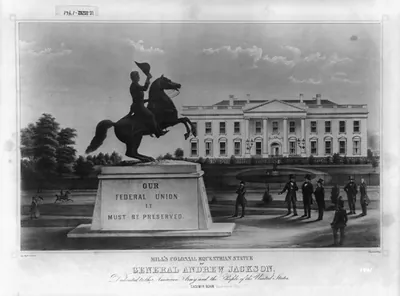 Mill's colossal equestrian statue. Of General Andrew Jackson