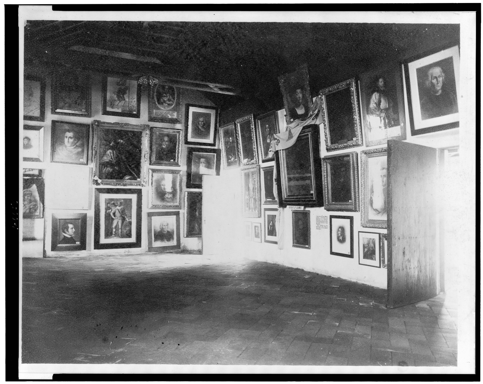 [Works of art hanging on wall, in Columbus room, at World's Columbian Exposition, Chicago, Illinois], c1893. — historic photograph