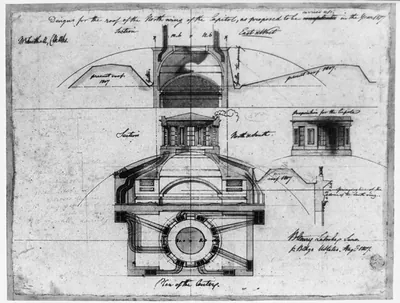[United States Capitol, Washington, D.C. North Wing roof - plan, elevation & section]