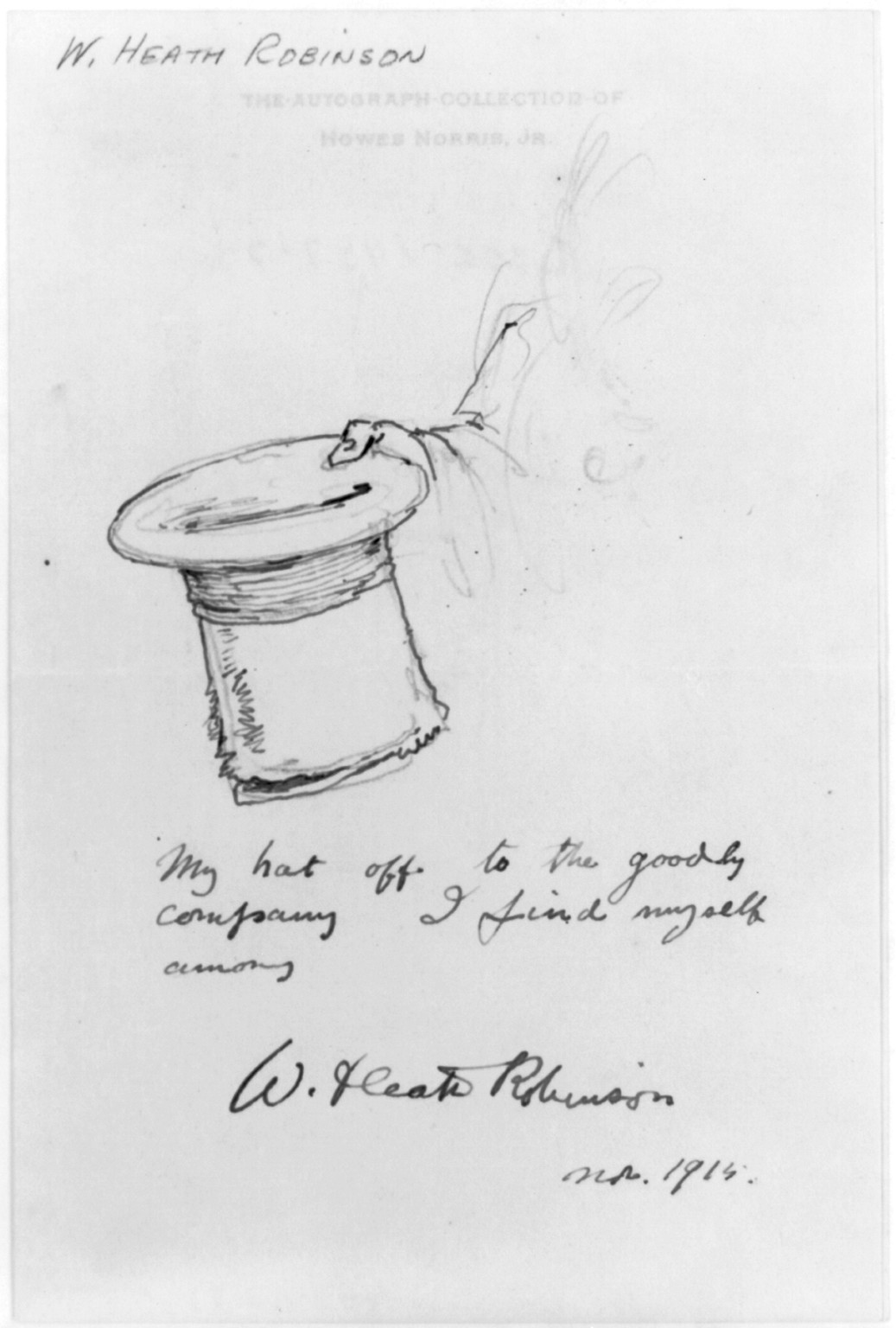 [Hand tipping a hat], 1914 Nov. — historic drawing