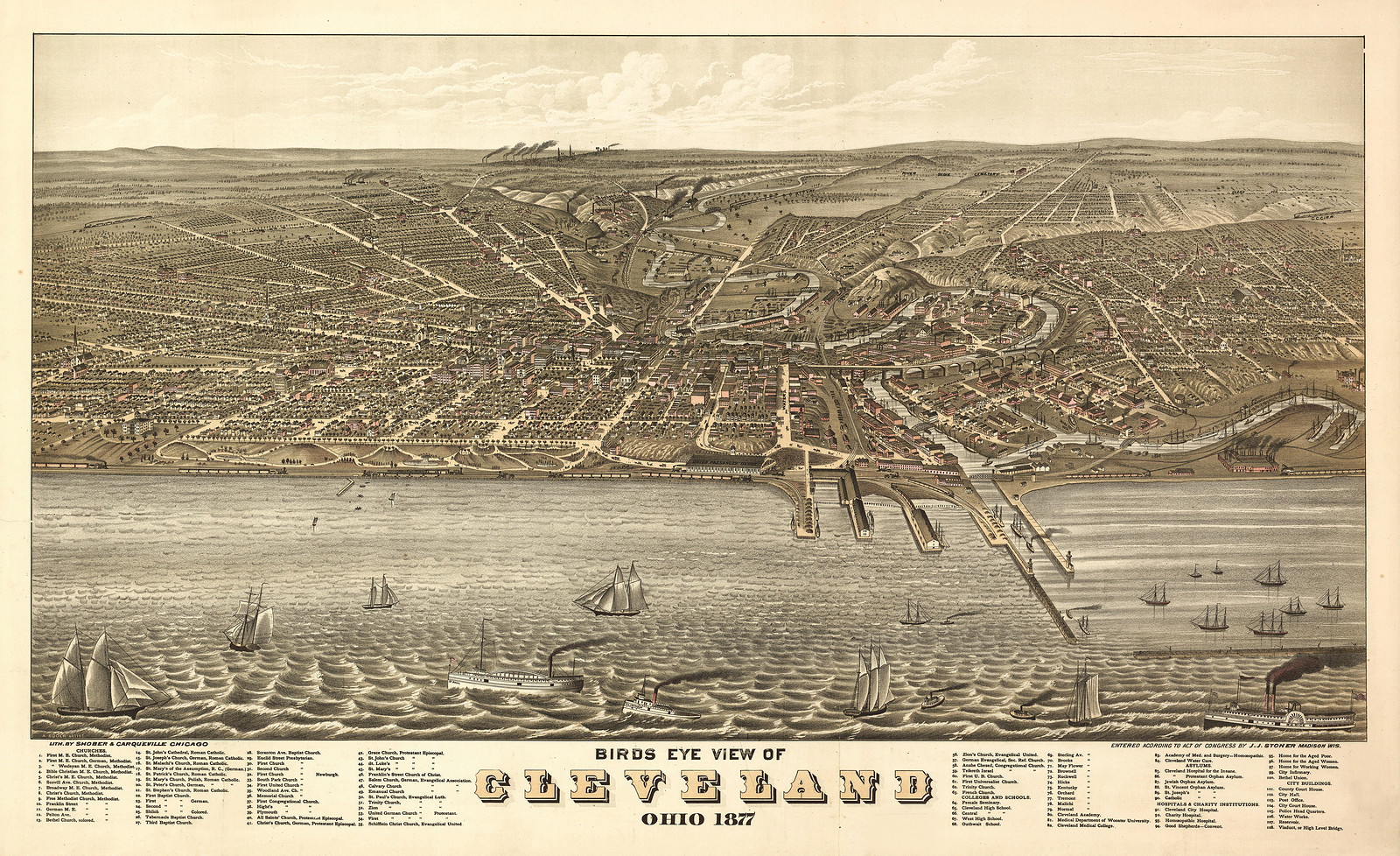 OH Cleveland 1877 MAP, 1877 — antique map