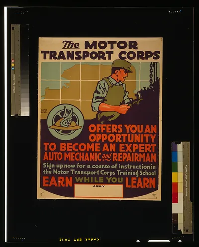 The Motor Transport Corps offers you an opportunity to become an expert auto mechanic and repairman / George Carlson.