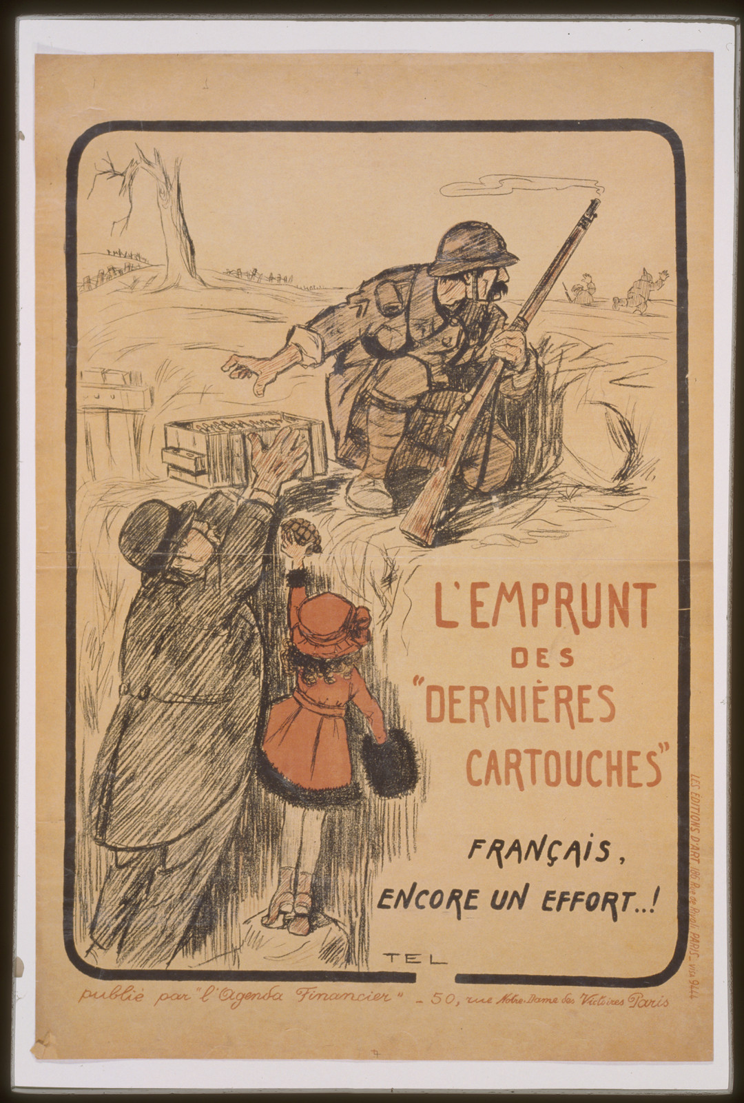 LEmprunt des Derniegraveres Cartouches. Franccedilais encore un effort . . . !, 1917 — vintage poster