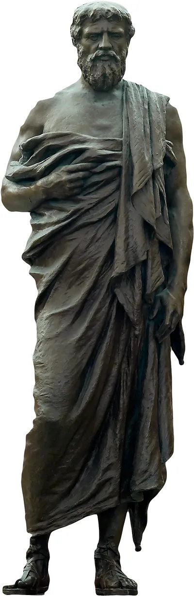 Bronze statue of a bearded man in a draped cloak