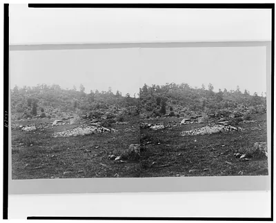 Battle-field of Gettysburg - Little Round Top--Swamp and breastworks in foreground