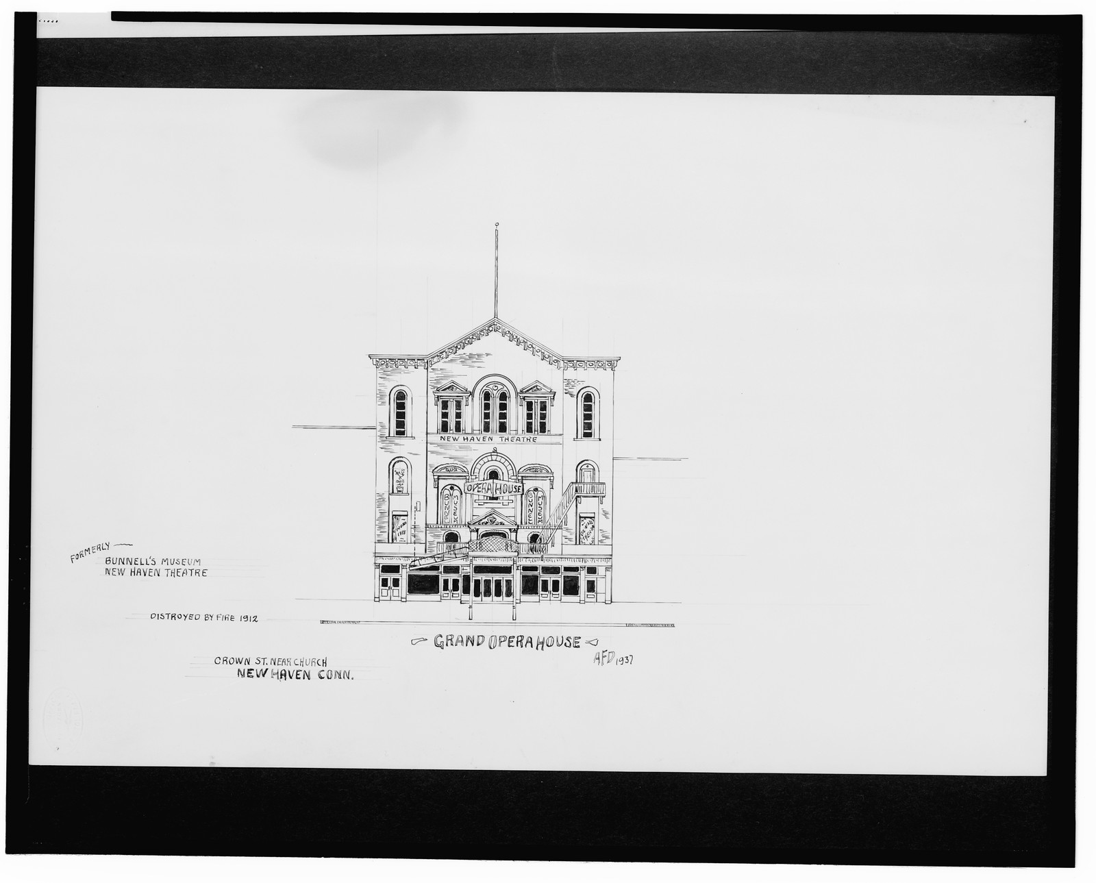 [Grand Opera House (Bunnell's Museum ; New Haven Theatre), Crown St. near Church St., New Haven, Connecticut] / AFD 1937., And Engineering (ADE) Drawings — vintage poster