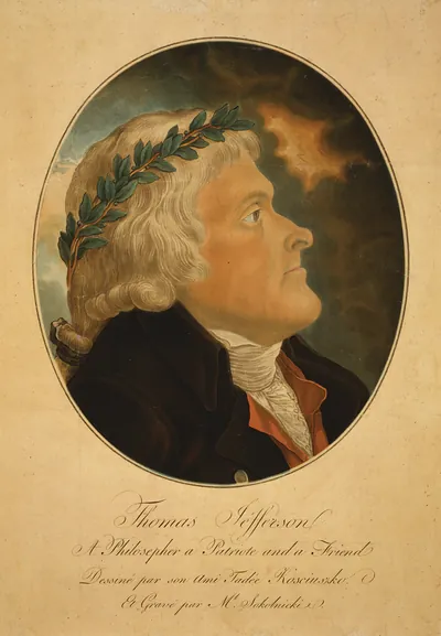 Thomas Jefferson, a philosopher, a patriote [sic], and a friend / dessiné par son ami Tadée Kosciuszko et gravé par Ml. Sokolnicki.