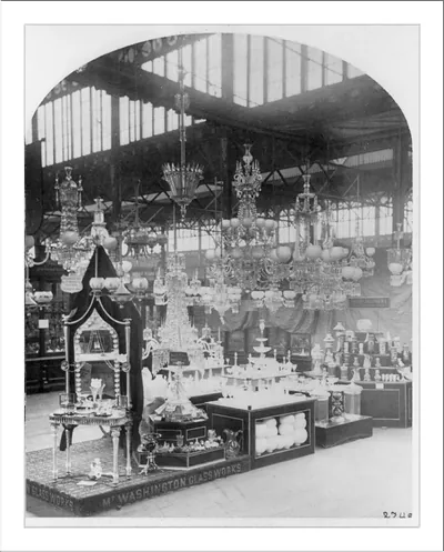 [Exhibit displays at Centennial Exhibition, Phila.: Mt. Washington Glassworks display #274-]