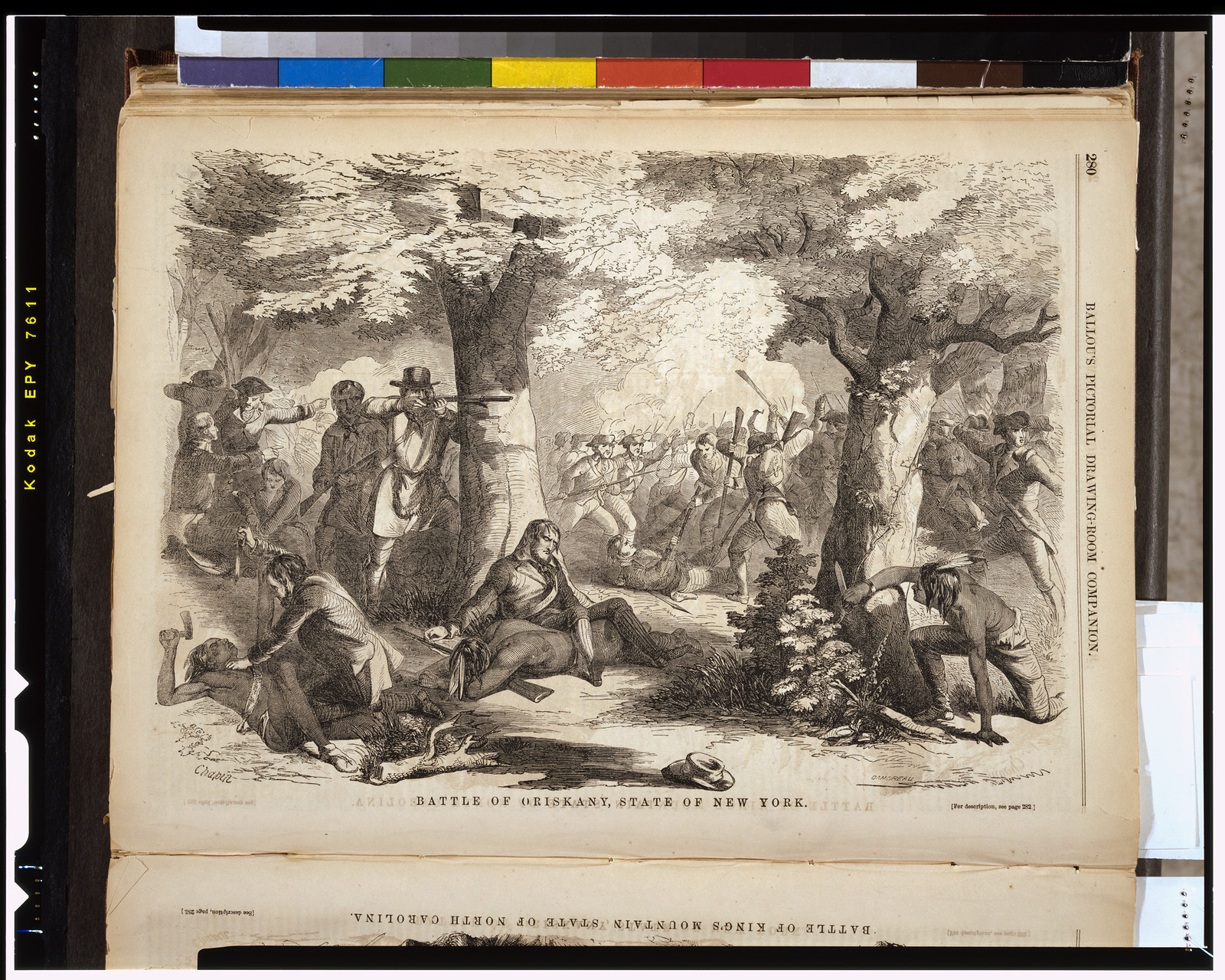Battle of Oriskany, state of New York / Chapin ; Damoreau., 1857 — antique engraving